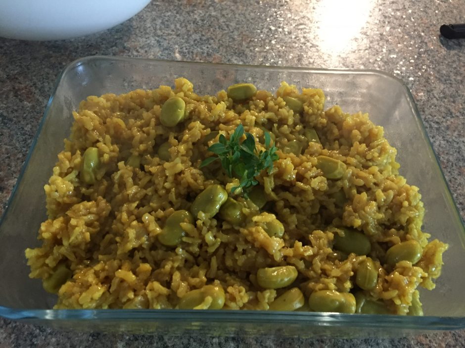 Rice with Green Broad Beans (also known as Fava Beans) Culinae Mundi